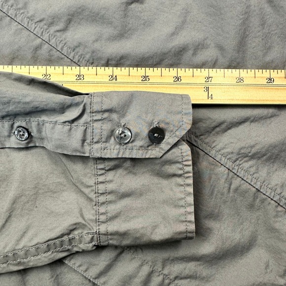 Marc Ecko Button Down Shirt Mens Large Gray Long Sleeve Cotton Panel Detail L - Picture 5 of 7
